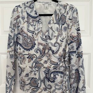 White House Black Market Floral Paisley Blouse